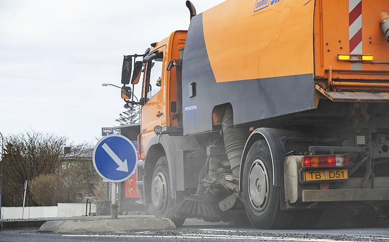 Götuþvottur í gangi.