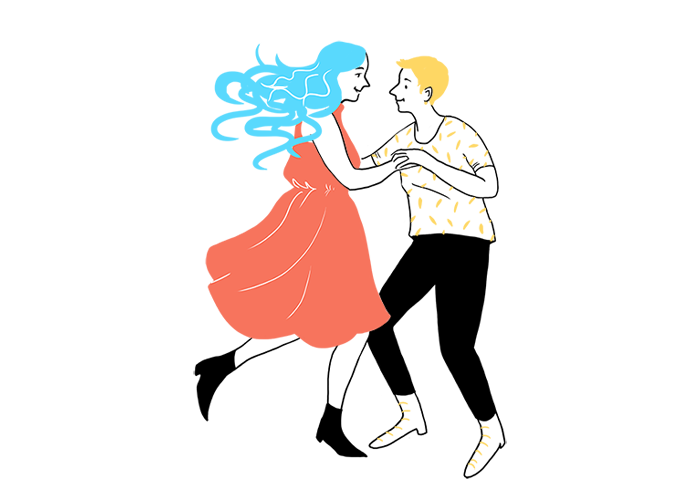 Teikning af dansandi pari