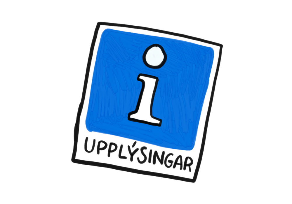 Teikning af upplýsingaskilti.