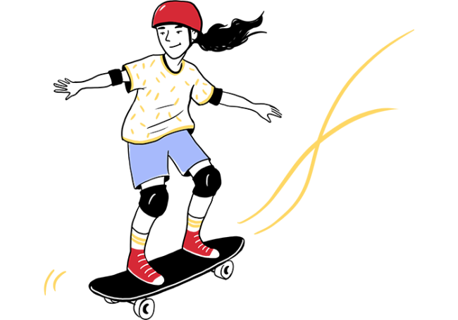 Girl riding on a skateboard