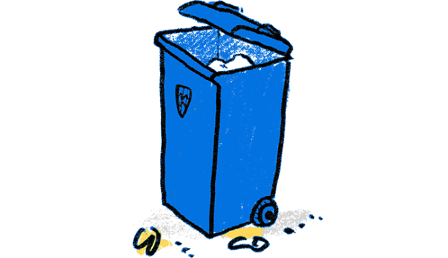 Illustration of a blue waste bin