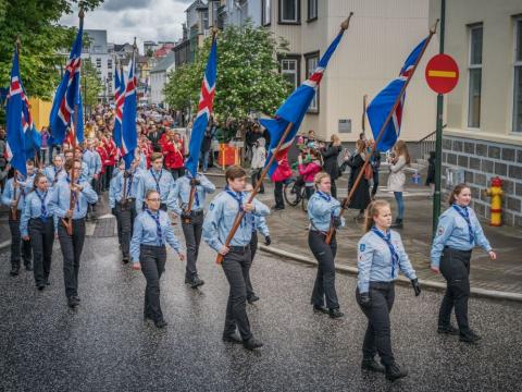 Skrúðganga í miðborginni á 17. júní