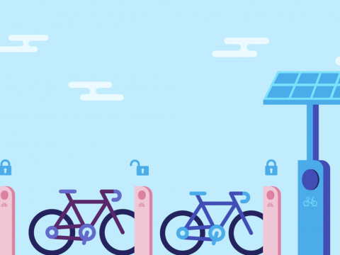 Teiknuð mynd af reiðhjólum