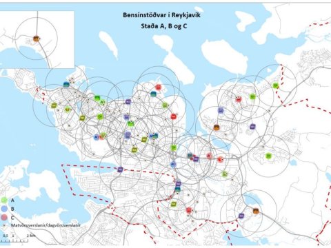 verkefnið snýst ekki síst um að fækka bensinstöðvum inn í íbúðahverfum og að staðsetja þær við stofnbrautir.