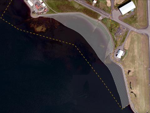 Loftmynd af fyrirhugaðri landfyllingu í Skerjafirði