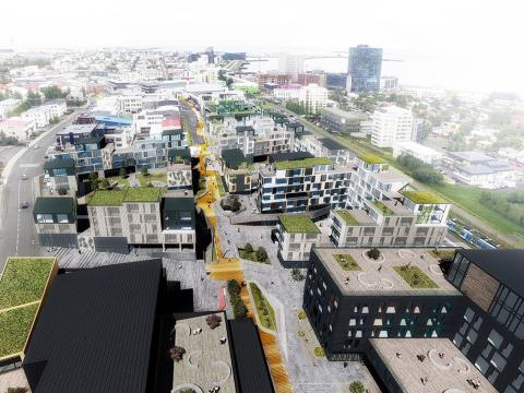 Tölvuteiknuð mynd af rammaskipulagi Heklureits