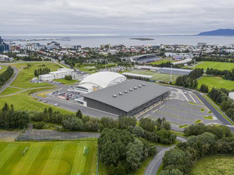 Íþróttamannvirki í Laugardal séð úr lofti