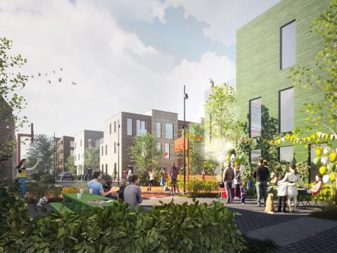 Teikninga af mannnlífi í Nýja Skerjafirði.