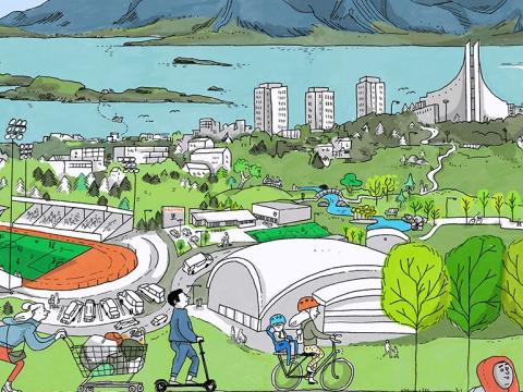 Teikning af Laugardal.