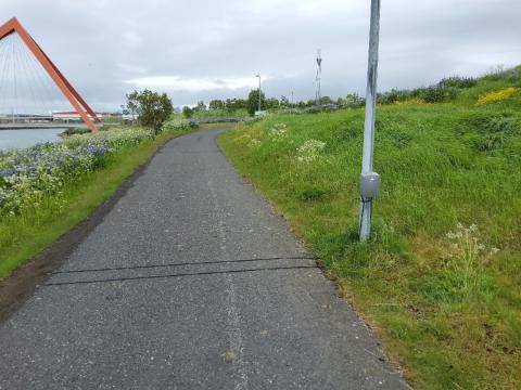 Hjólateljari á stíg við Geirsnef.