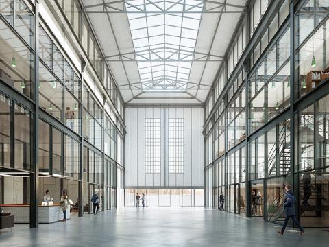 Séð yfir túrbínusalinn í Toppstöðinni.