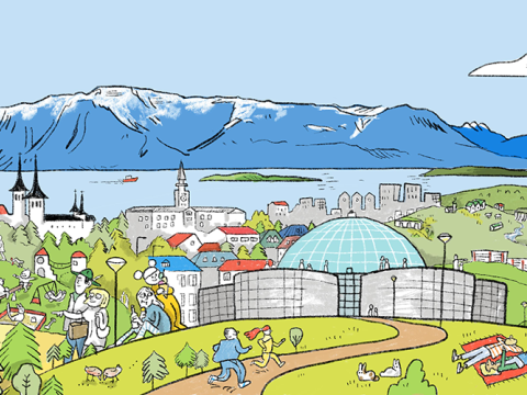 Yfirlitsteikning af Reykjavík