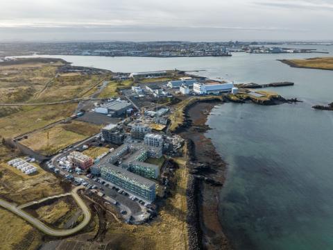 Falleg mynd af Gufunesi úr lofti.