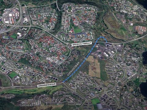 Kort af Arnarnesvegi