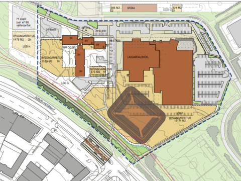 Yfirlitsmynd af skipulagi þjóðarhallar.