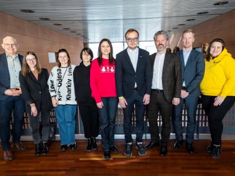 Sendinefnd frá Lviv í Ráðhúsi Reykjavíkur.