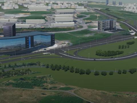 Teiknuð yfirlitsmynd af hluta Arnarnesvegar.