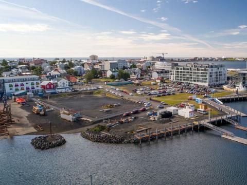 Loftmynd af lóð á Vesturbugt