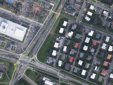 Lofmynd af nýjum fyrirhugðum gatnamótum.