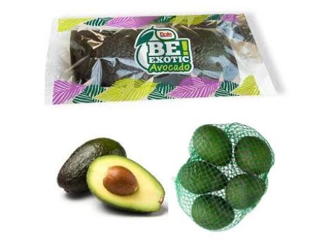 Þrjár myndir af avókadó, var innkallað. Tvö saman í plasti, eitt skorið og fimm saman í neti