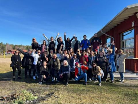 Starfsfólk Seljakots og Seljaborgar á hópmynd í Svíþjóð