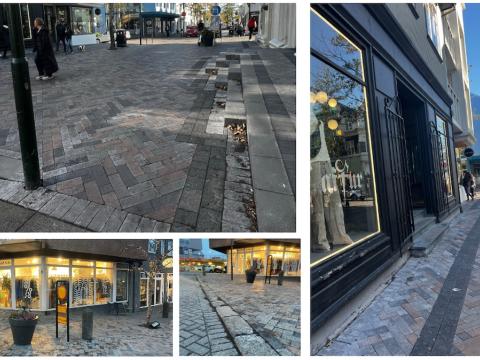 Samsett mynd sem sýnir gangstéttarhellur.