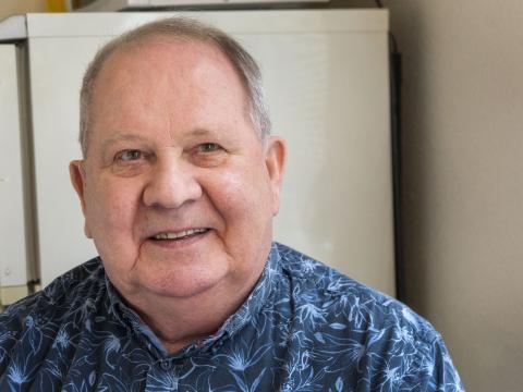 Close-up of Pálmi Karlsson, a participant in a pilot project for remote monitoring of heart failure symptoms.  