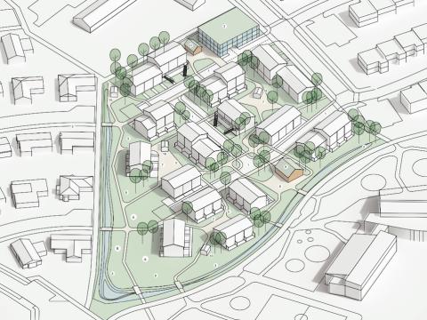 teikning af íbúðabyggð við Sóleyjarima í Grafarvogi