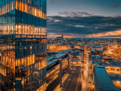 Loftmynd frá Borgartúni