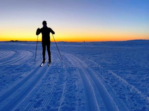 Person cross-country skiing in Reykjavík