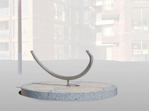 The artwork "Rif" by Anna Júlía Friðbjörnsdóttir, which was selected in the competition for an outdoor artwork in Vesturvin. Graphic image.