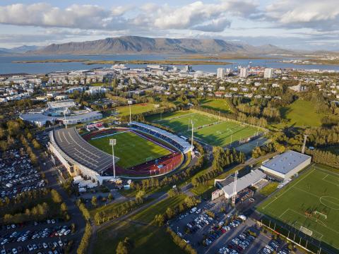 Séð yfir Laugardalinn.