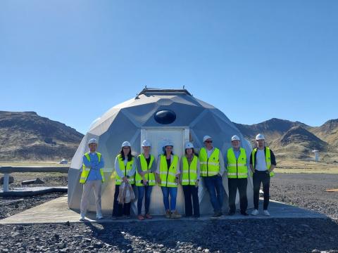 people in a row wearing yellow vests