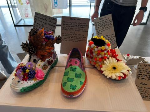 Artwork made from shoes.