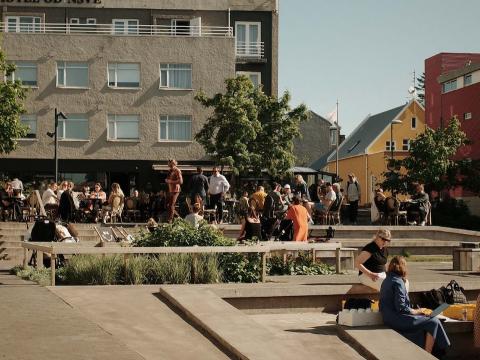 Mannlíf á Óðinstorgi.