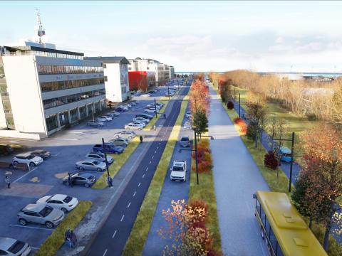 Tölvumynd af Suðurlandsbraut