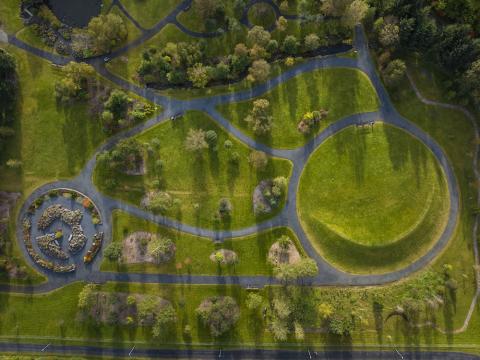 Loftmynd af Grasagarðinum