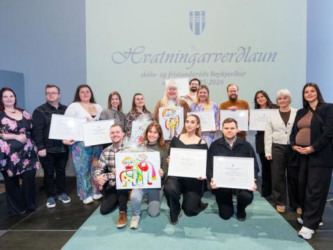 From the recreational activity awards celebration in Reykjavík. Höfuðið í bleyti.