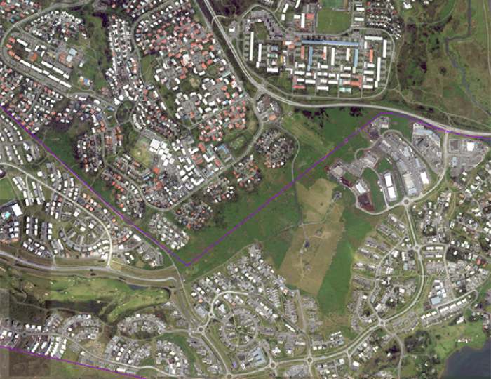 Loftmynd af svæðinu í kringum Arnarnesveg.