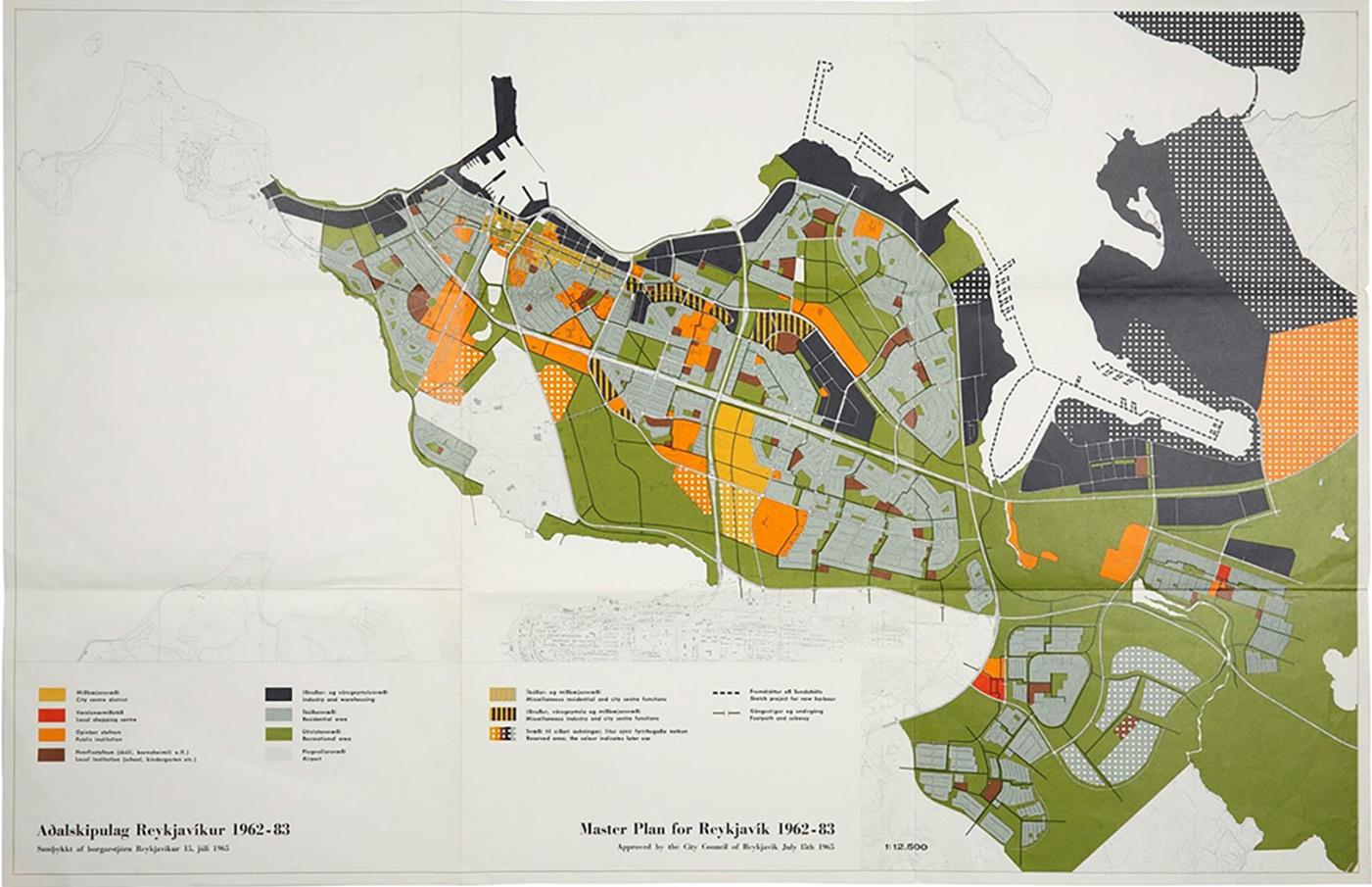 Teikning af aðalskipulagi Reykjavíkur 1962-83