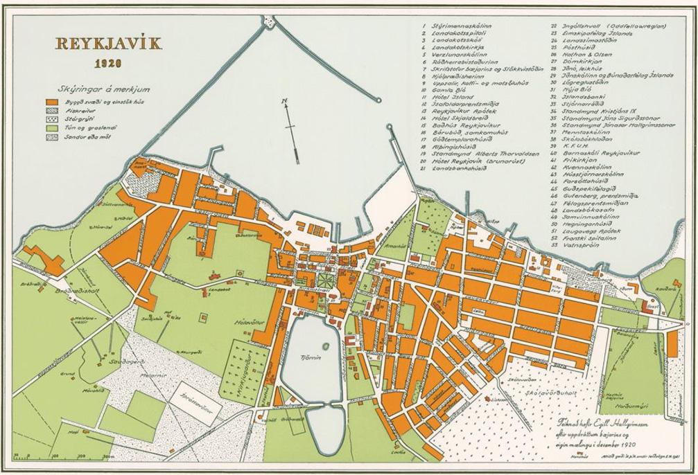 Teikning af Reykjavík 1920