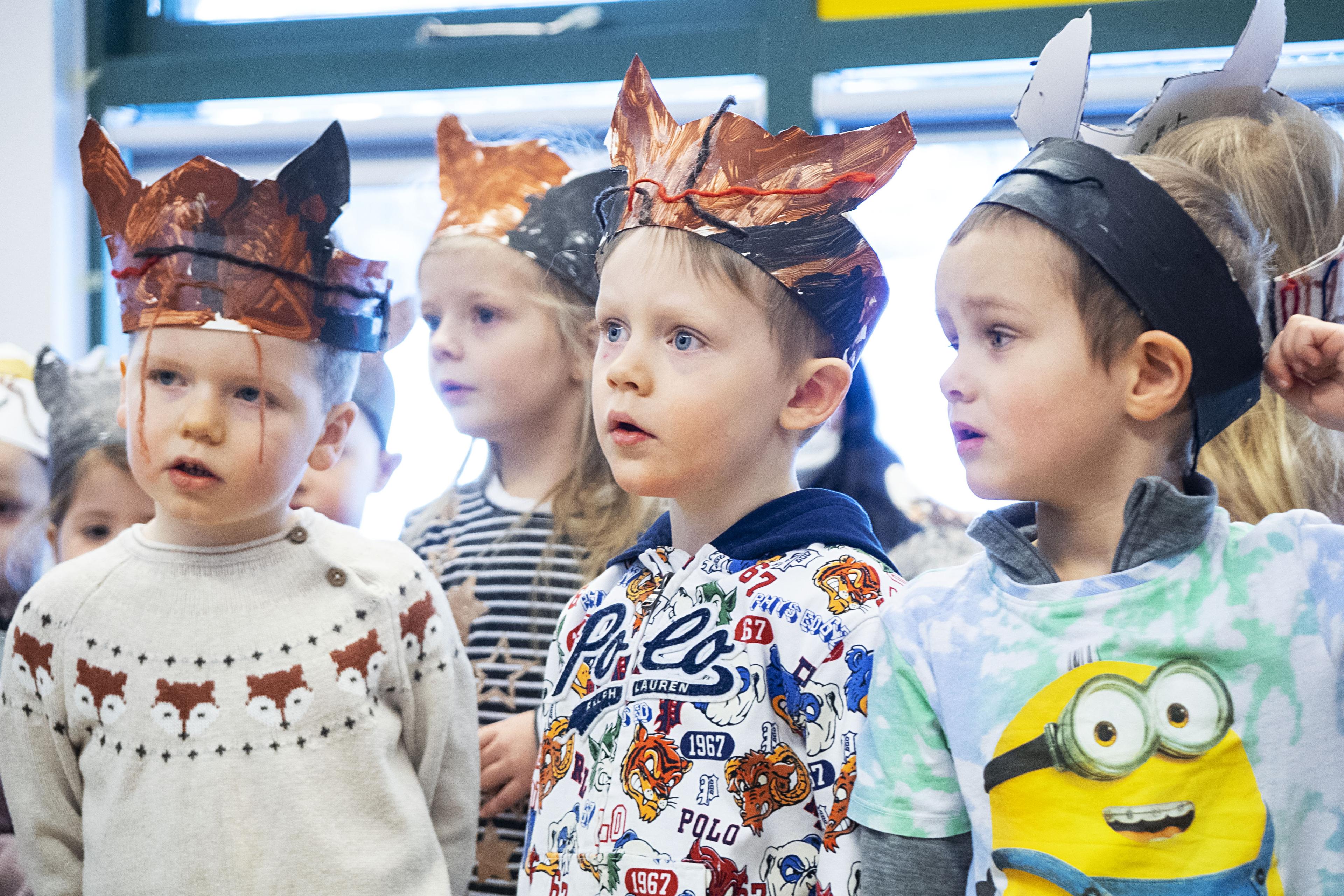 Björn, Margrét María, Gísli Ágúst og Bóas Loki tóku vel undir í hópsöngnum.