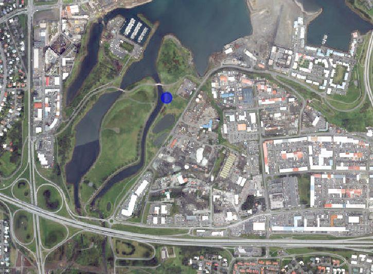 Kort með staðsetningu hjólateljara á stíg við Sævarhöfða.