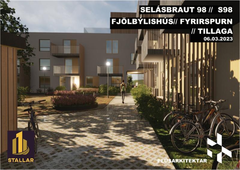 Tölvuteiknuð mynd af hverfiskjarna í Selási.