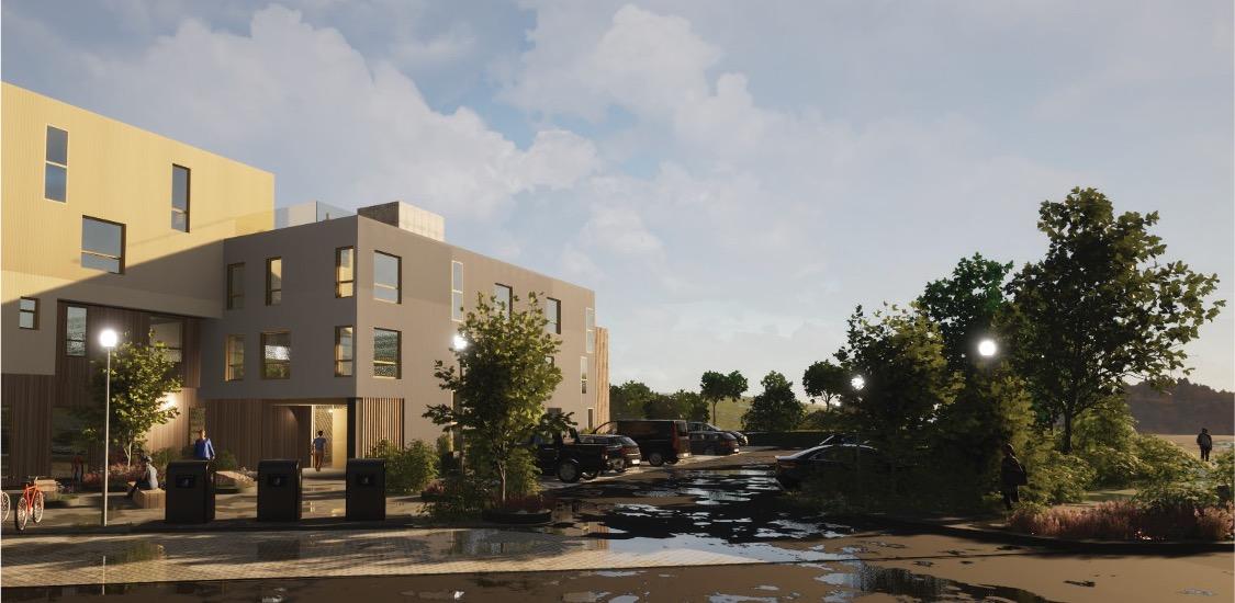 Tölvuteiknuð mynd af hverfiskjarna í Selási.