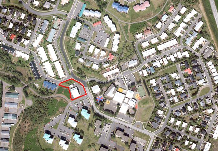 Loftmynd af staðsetningu hverfiskjarna í Selási.