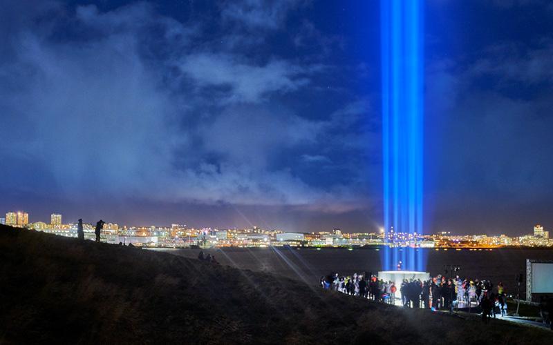 Imagine Peace Tower in Viðey.