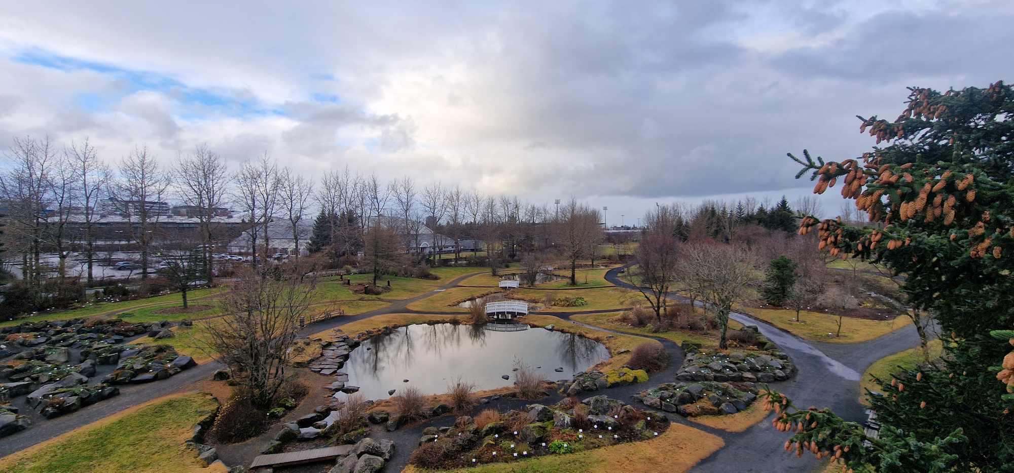 Myndin er loftmynd af trjásafni Grasagarðsins