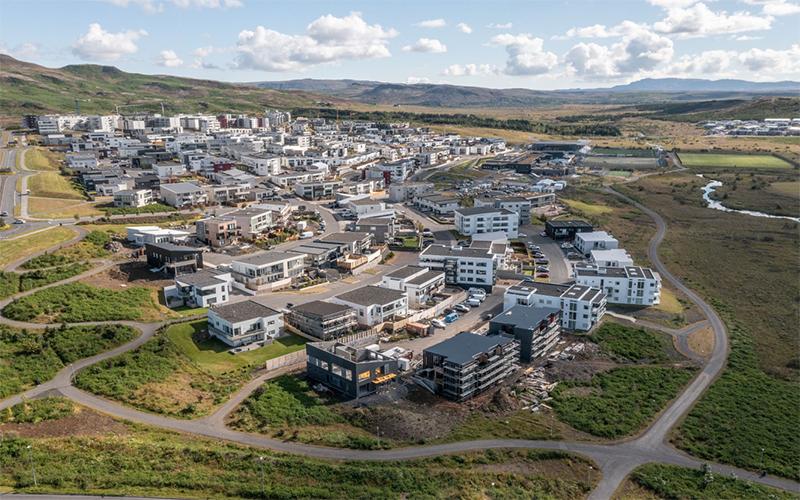 Loftmynd af íbúðabyggðinni í Úlfarársdal.