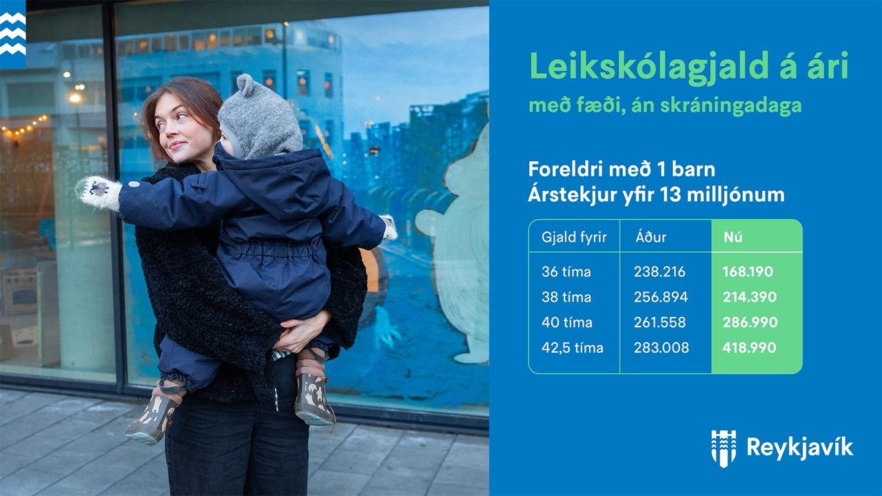 Leikskólaleiðin, dæmi sem sýna mismunandi afsláttarflokka.